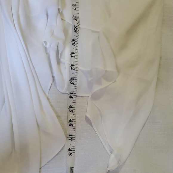 New WT BCBGMaxAzria White High Low Handkerchief Hem Chiffon Dress Size M - Picture 13 of 13